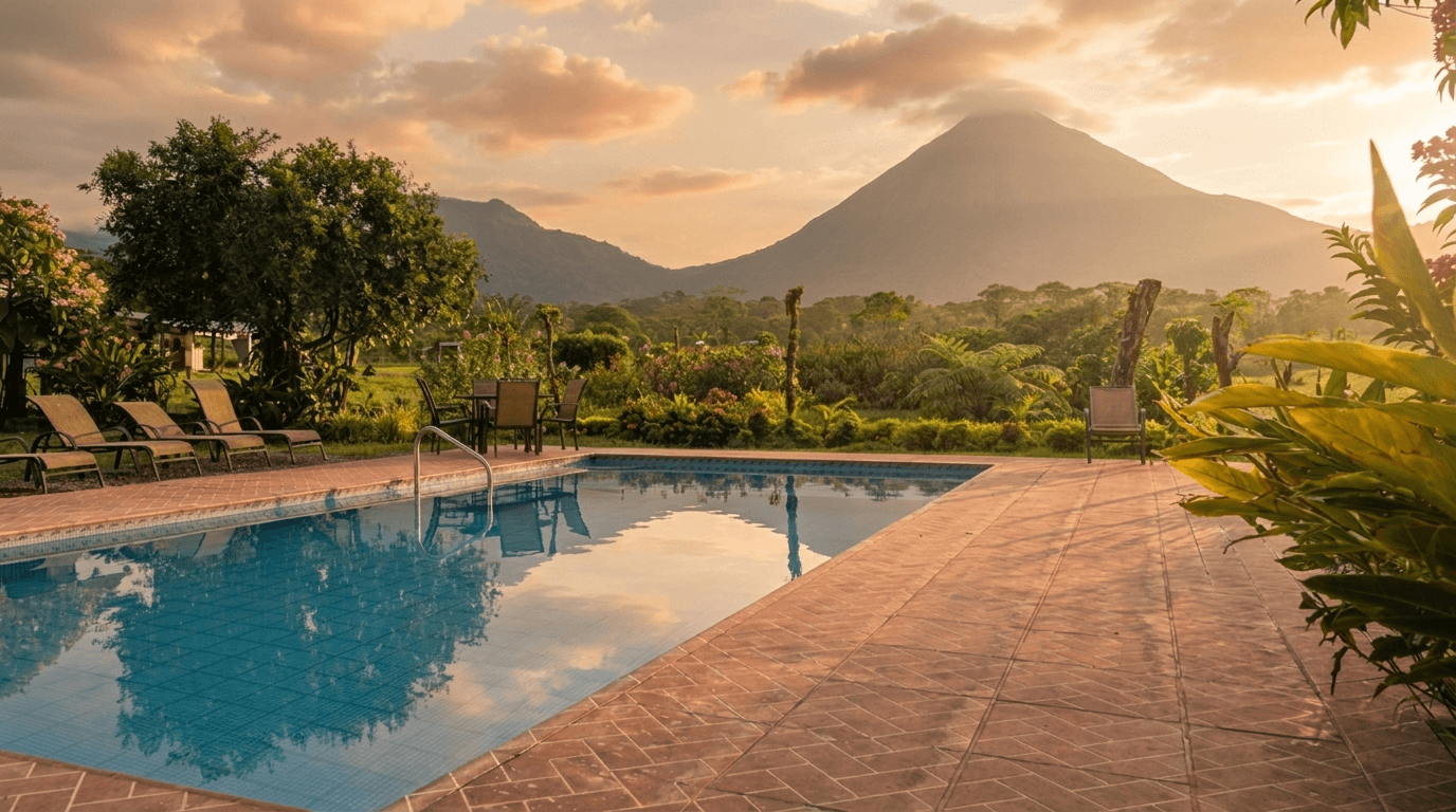 Piscina con vista al Volcán Arenal